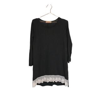 Grace + Emma black tunic with lace trim long sleeved lightweight